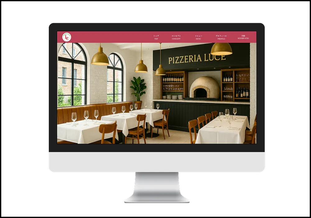 架空のピザ店のWebサイトの画像