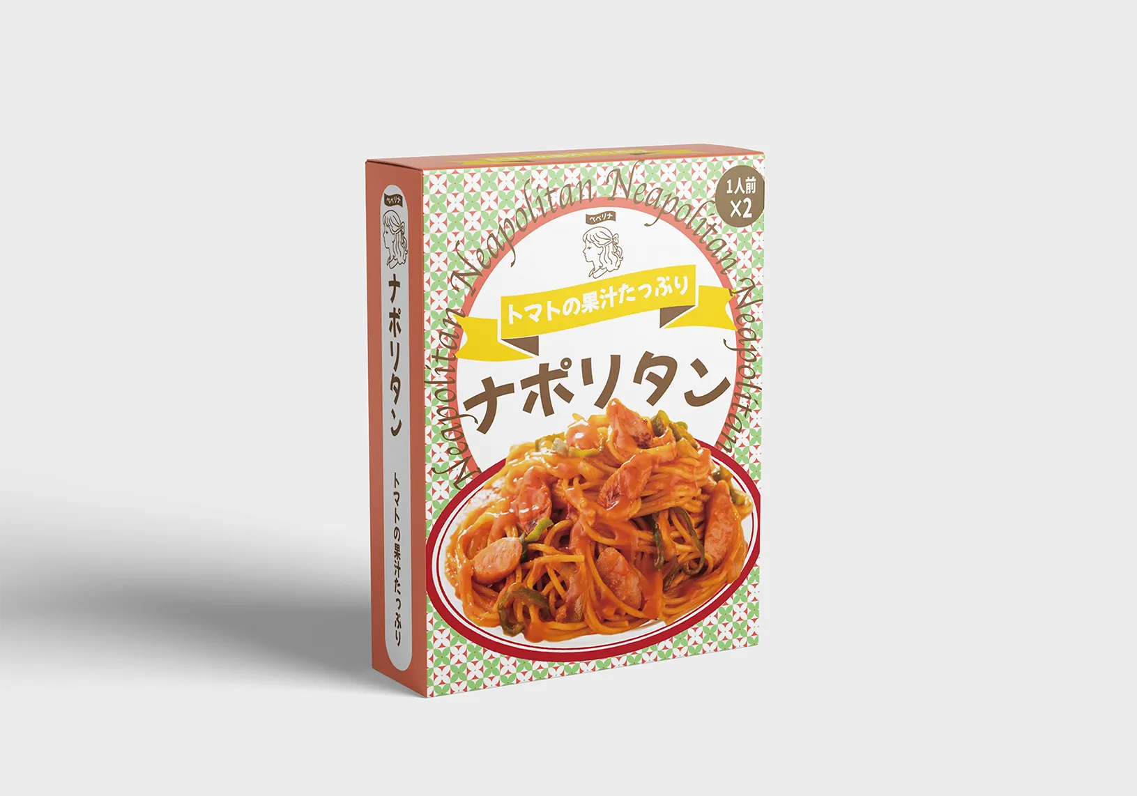 ペペロンチーノのパスタパッケージ表面